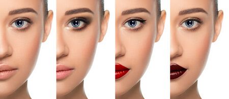 Split face, lip colors